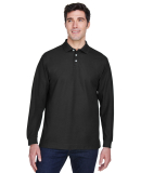 D110 Devon & Jones Men's Pima Pique Long-Sleeve Po in Black