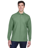 D110 Devon & Jones Men's Pima Pique Long-Sleeve Po in Dill