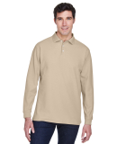 D110 Devon & Jones Men's Pima Pique Long-Sleeve Po in Stone