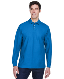 D110 Devon & Jones Men's Pima Pique Long-Sleeve Po in French blue