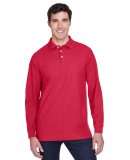 D110 Devon & Jones Men's Pima Pique Long-Sleeve Po in Red