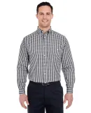 UltraClub 8385 Men's Medium-Check Woven BLACK