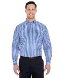 UltraClub 8385 Men's Medium-Check Woven MARINE BLUE