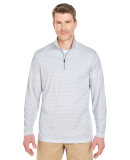 UltraClub 8235 Adult  Striped Quarter-Zip Pullover WHITE