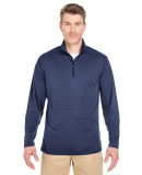 UltraClub 8235 Adult  Striped Quarter-Zip Pullover NAVY