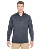 UltraClub 8235 Adult  Striped Quarter-Zip Pullover DARK GREY