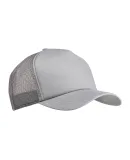 BX010 Big Accessories 5-Panel Twill Trucker Cap in Light gray