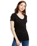 US Blanks US120 Ladies' 4.3 oz. Short-Sleeve V-Nec in Black