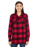 Burnside 5210 Women's Yarn-Dyed Long Sleeve Flanne in Red/ black