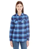 Burnside 5210 Women's Yarn-Dyed Long Sleeve Flanne in Blue/ white