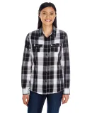 Burnside 5222 Women's Long Sleeve Plaid Shirt in White/ black