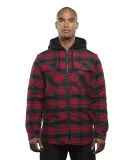 Burnside 8620 Quilted Flannel Full-Zip Hooded Jack in Red