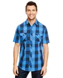 Burnside 9203 Buffalo Plaid Short Sleeve Shirt in Black/ blue