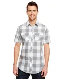 Burnside 9203 Buffalo Plaid Short Sleeve Shirt in Grey/ white