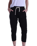 Ladies' 2x1 Ribbed Capri Sweatpant BLACK