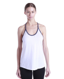 Ladies' Burnout Y-Back Ringer Tank TRI WHT/ TRI NVY