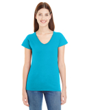 49 380VL Women's Lightweight Fitted V-Neck Tee CARIBBEAN BLUE