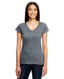 49 380VL Women's Lightweight Fitted V-Neck Tee HTHR DRK GREY