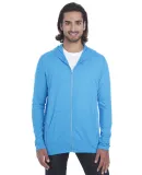 Anvil 6759 Triblend Hooded Full-Zip T-Shirt in Hthr carib blue