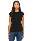 8804 Women's Flowy Muscle Tank with Rolled Cuffs in Black