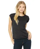 8804 Women's Flowy Muscle Tank with Rolled Cuffs in Dark gry heather