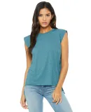 8804 Women's Flowy Muscle Tank with Rolled Cuffs in Hthr deep teal