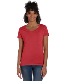 Hanes 42VT Women's V-Neck Triblend Tee with Fresh  in Red triblend