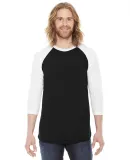 BB453W 50/50 Three-Quarter Sleeve Raglan T-shirt in Black/ white