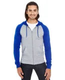 American Apparel 5497W Unisex California Fleece Zi in Hthr grey/ lapis