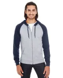 American Apparel 5497W Unisex California Fleece Zi in Hthr grey/ navy