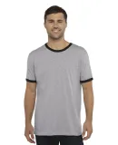 Next Level 3604 Unisex Fine Jersey Ringer Tee in Hthr gray/ black