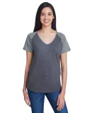 49 6770VL Ladies' Tri-Blend Raglan T-Shirt HTH GRY/ HTH GRP