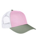 Authentic Pigment AP1919 Tri-Color Trucker Cap in Tulp/ clntro/ wh