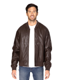 Threadfast Apparel 395J Unisex Bomber Jacket in Brown vegan lthr