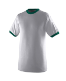 Augusta Sportswear 711 Youth Ringer T-Shirt in Ath hthr/ dk grn