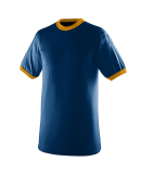 Augusta Sportswear 711 Youth Ringer T-Shirt in Navy/ gold