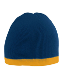 Augusta Sportswear 6820 Two-Tone Knit Beanie in Navy/ gold