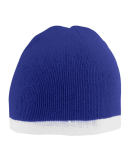 Augusta Sportswear 6820 Two-Tone Knit Beanie in Purple/ white