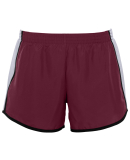 Augusta Sportswear 1266 Girls' Pulse Team Short in Maroon/ wht/ blk