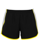 Augusta Sportswear 1266 Girls' Pulse Team Short in Blk/ wh / pw ylw