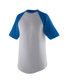 Augusta Sportswear 424 Youth Short Sleeve Baseball in Ath hthr/ royal