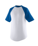 Augusta Sportswear 424 Youth Short Sleeve Baseball in White/ royal