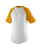 Augusta Sportswear 424 Youth Short Sleeve Baseball in White/ gold