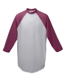 Augusta Sportswear 4421 Youth Three-Quarter Sleeve in Ath hth/ maroon