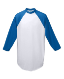 Augusta Sportswear 4421 Youth Three-Quarter Sleeve in White/ royal