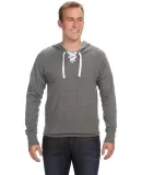 J America 8231 Sport Lace Jersey Hooded Pullover T CHARCOAL HTR