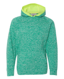 J America 8610 Youth Cosmic Fleece Hooded Pullover EMERLD/ NEON YLW