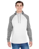 J America 8612 Colorblock Cosmic Fleece Hooded Pul WHITE/ CHRCL FLK