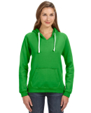 J America 8836 Women's Sueded V-Neck Hooded Sweats in Lime