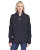 J America 8451 Women's Epic Sherpa Quarter-Zip BLACK